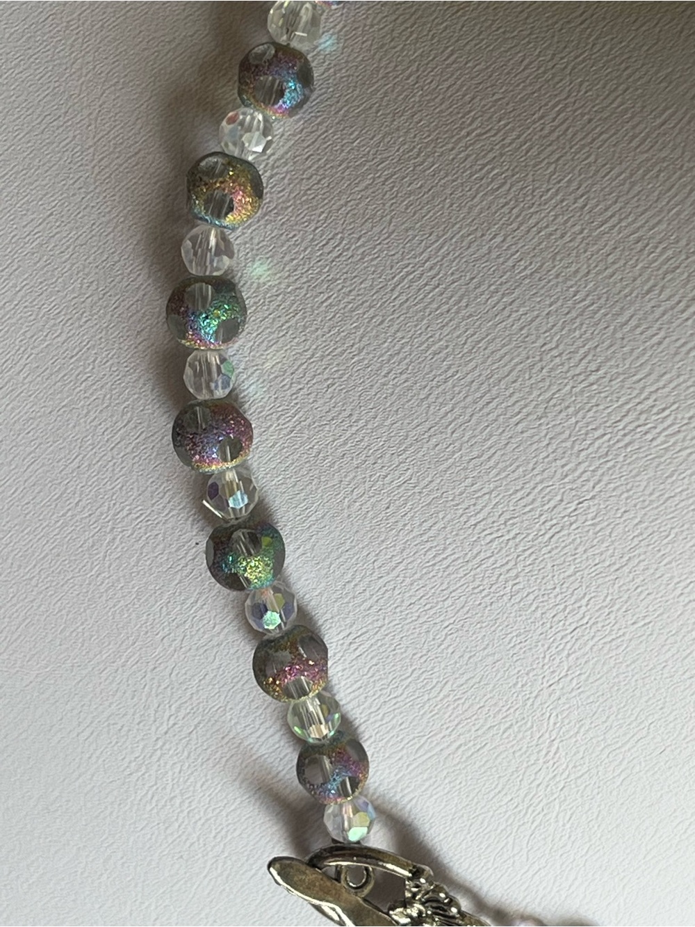 Titanium Carnival Glass Necklace & Hoop Earrings Set - Picture 7 of 10